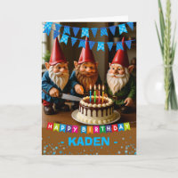 Geburtstag Namen hinzufügen Gnome schneiden Kuchen