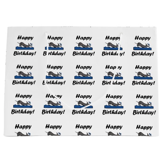 Geburtstag Narwhal Große Geschenktüte (Vorderseite)