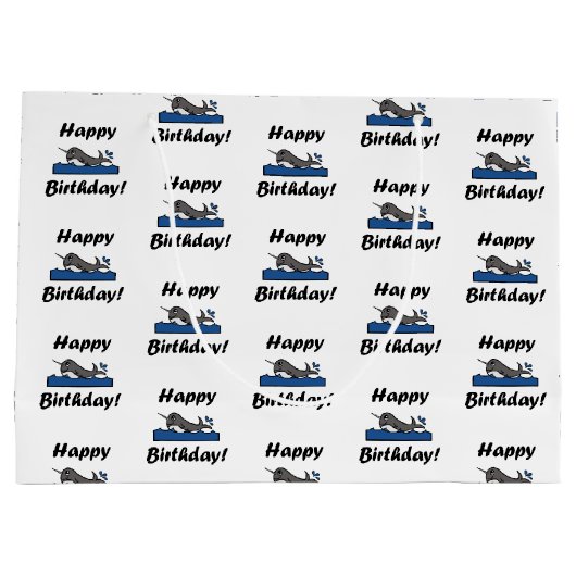 Geburtstag Narwhal Große Geschenktüte (Rückseite)