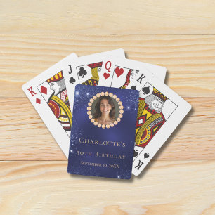 Geburtstag navy blau gold Foto Diamanten Spielkarten