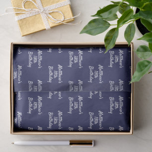 Geburtstag navy blau weiße Name Schrift minimalist Seidenpapier