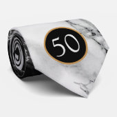 Geburtstag Neck Tie - Schwarz-weißer Marmor Krawatte (Gerollt)