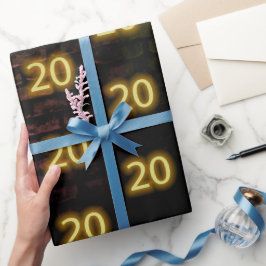 Geburtstag Neon 20 Zeichen auf Brick Geschenkpapier