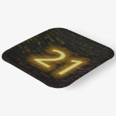 Geburtstag Neon 21 Zeichen auf der Ziegelmauer Pappteller (Gewinkelt)