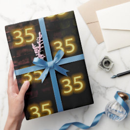 Geburtstag Neon 35 Zeichen auf Brick Geschenkpapier