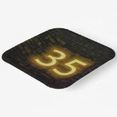 Geburtstag Neon 35 Zeichen auf der Ziegelmauer Pappteller (Gewinkelt)