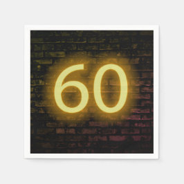 Geburtstag Neon 60 Zeichen auf Brick Wall Serviette