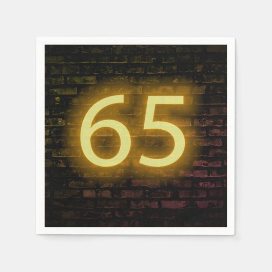 Geburtstag Neon 65 Zeichen auf Brick Wall Serviette (Vorderseite)