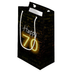 Geburtstag Neon 70 Zeichen auf Brick Kleine Geschenktüte