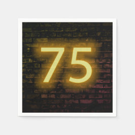 Geburtstag Neon 75 Zeichen auf Brick Wall Serviette
