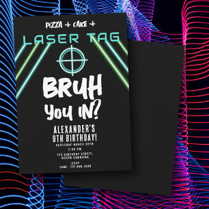 Geburtstag Neon Laser Tag für Jungen Einladung