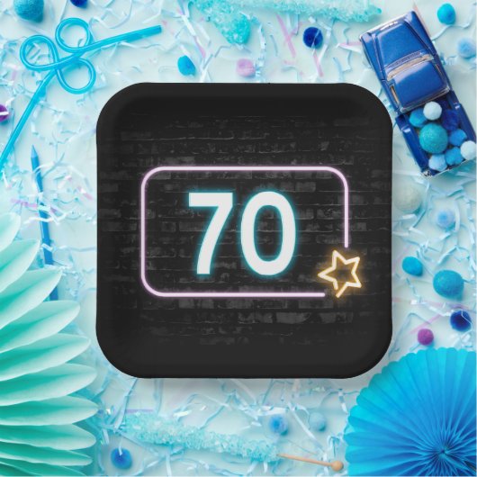 Geburtstag Neon Sign On Brick Pappteller (Party)