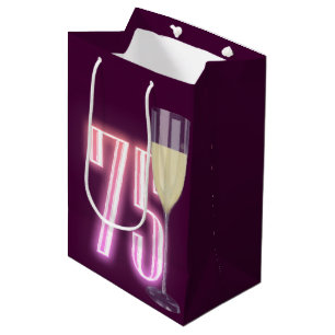 Geburtstag Neonzeichen mit Wein Mittlere Geschenktüte