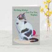 Geburtstag, Nephew, Green-Mit Augen-Cat-Karte Karte (Gelbe Blume)