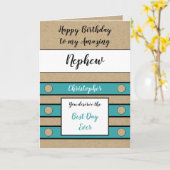 Geburtstag Nephew schönster Tag je türkis rustikal Karte (Gelbe Blume)