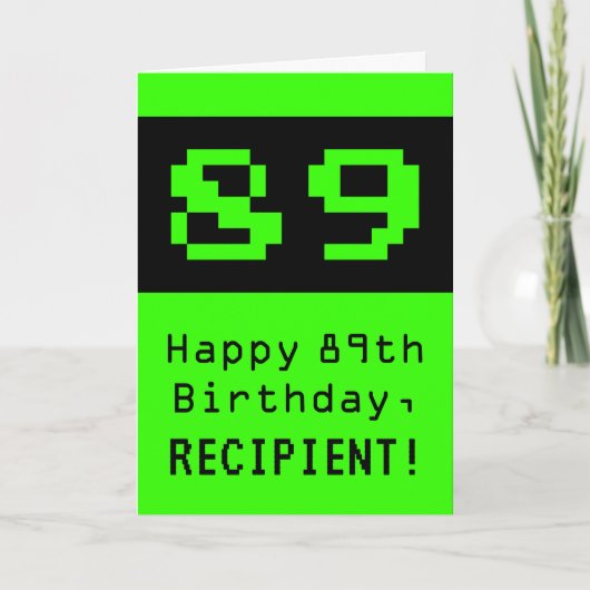 Geburtstag: Nerdy / Geeky Style "89" und Name Karte (Vorderseite)