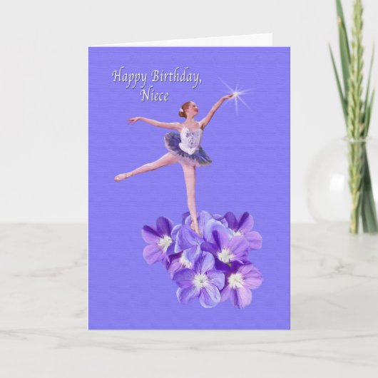 Geburtstag, Nichte, Ballerina und Violets Karte (Vorderseite)