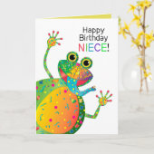 Geburtstag, Nichte, Frosch, Kaleidoskop-Sammlung Karte (Gelbe Blume)