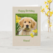 Geburtstag, Nichte, golden retriever-Hund, Karte (Gelbe Blume)