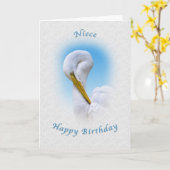 Geburtstag, Nichte, Großer Egret Bird Karte (Gelbe Blume)