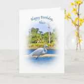 Geburtstag, Nichte, Großes Egret Karte (Gelbe Blume)