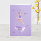 Geburtstag, Nichte, Musikbox Ballerina Karte (Gelbe Blume)