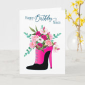 Geburtstag Nichte Schöne Blume High Heel Shoe Karte (Gelbe Blume)