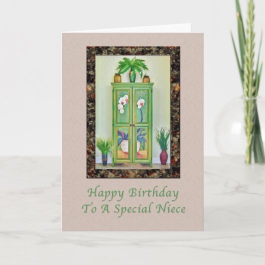 Geburtstag, Nichte, Stillleben mit antikem Kabinet Karte (Vorderseite)