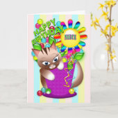 Geburtstag - Nichten-Miezekatze-Katzen-Feiern Karte (Gelbe Blume)