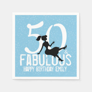 Geburtstag Niedlich Blue Party Silhouette Martini Serviette