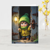 Geburtstag Niedlich Munchkin durch eine alte Tür Karte (Gelbe Blume)