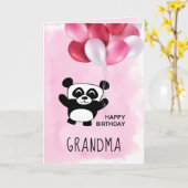 Geburtstag Niedlich Panda Panda Pink Ballon Bouque Karte (Gelbe Blume)