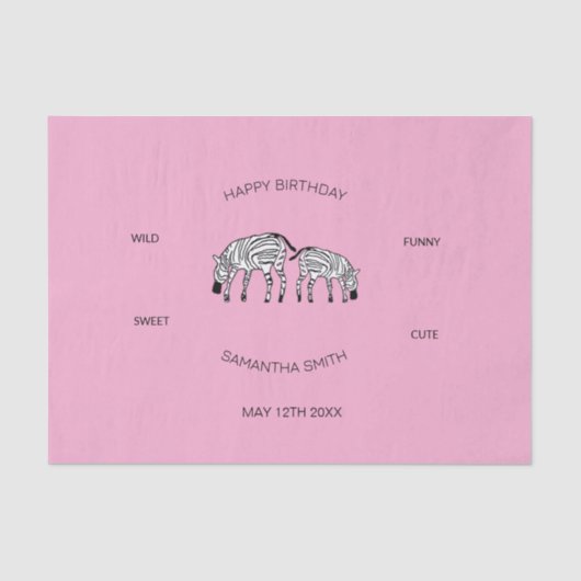 Geburtstag, Niedlich und glücklich Kenyan Zebras P Seidenpapier (Vorderseite)