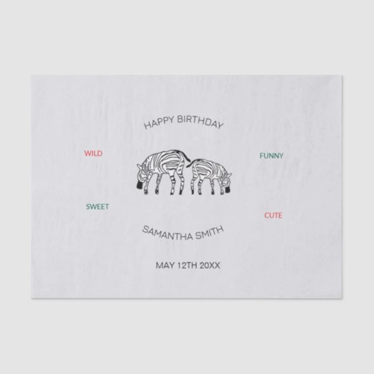 Geburtstag, Niedlich und glücklich Kenyan Zebras Seidenpapier (Vorderseite)