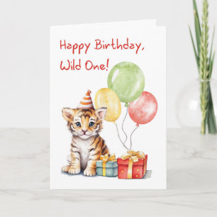 Geburtstag Niedlicher Bengalischer Tiger mit Party Karte