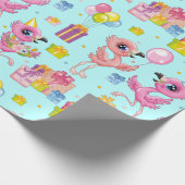 Geburtstag niedlicher Cartoon Flamingo Geschenkpapier (Ecke)