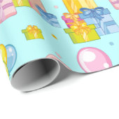 Geburtstag niedlicher Cartoon Flamingo Geschenkpapier (Rolleneckpunkt)