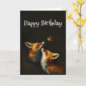 Geburtstag Niedlicher Fox Bird Tiere Karte (Gelbe Blume)