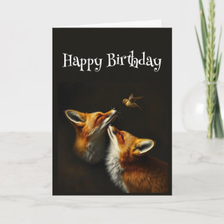 Geburtstag Niedlicher Fox Bird Tiere Karte