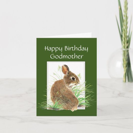 Geburtstag Niedliches Bunny Rabbit Beste Godmutter Karte (Vorderseite)