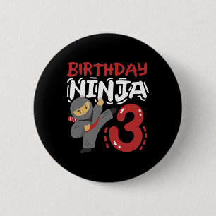 Geburtstag Ninja 3 Jahre alter Karate Kinder 3. Ge Button
