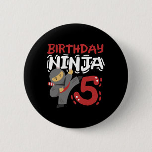 Geburtstag Ninja 5 Jahre alter Karate Kinder 5. Ge Button