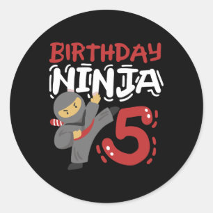 Geburtstag Ninja 5 Jahre alter Karate Kinder 5. Ge Runder Aufkleber