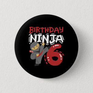 Geburtstag Ninja 6 Jahre alter Karate Kinder 6. Ge Button