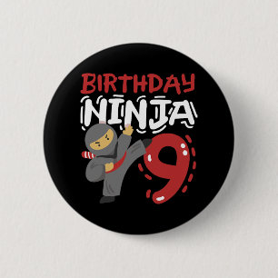 Geburtstag Ninja 9 Jahre alter Karate Kinder 9. Ge Button