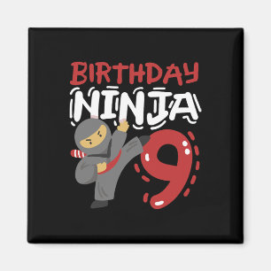Geburtstag Ninja 9 Jahre alter Karate Kinder 9. Ge Magnet