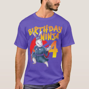 Geburtstag Ninja Bunny 4 Jahre Vierter Tag Geboren T-Shirt