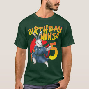 Geburtstag Ninja Bunny 5 Jahr Fünfter Tag Geboren T-Shirt