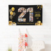 Geburtstag Nummer 21 Foto Collage Schwarz Gold Banner (Insitu)