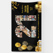 Geburtstag Nummer 21 Foto Collage Schwarz Gold Banner (Vertikal)